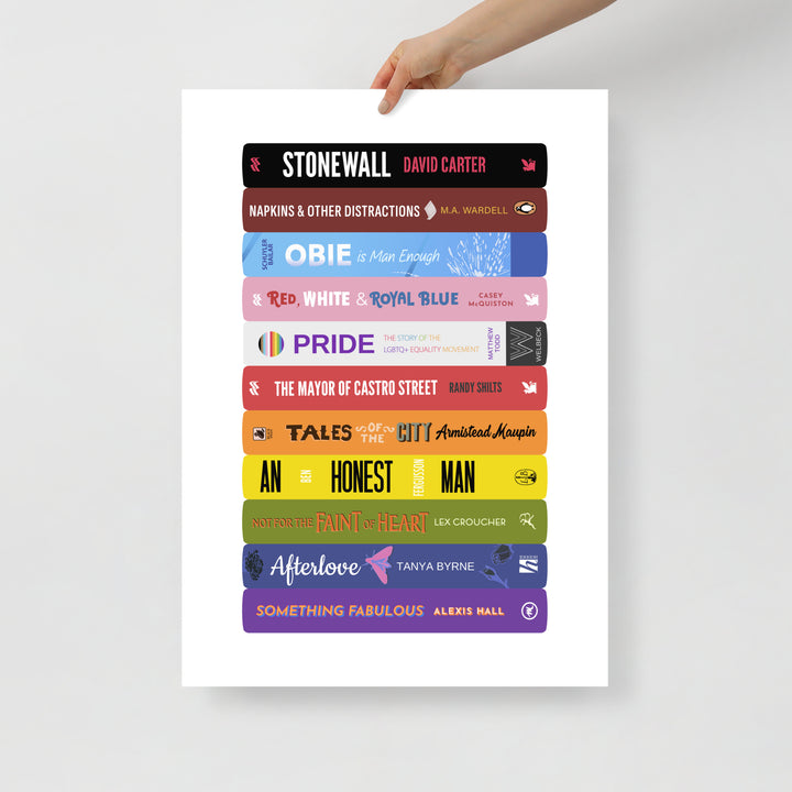 LGBTQ+ Book Stack Art Print Art prints The Rainbow Stores