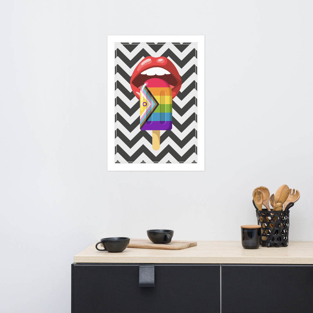 Progress Pride Popsicle With Red Lips Art Print