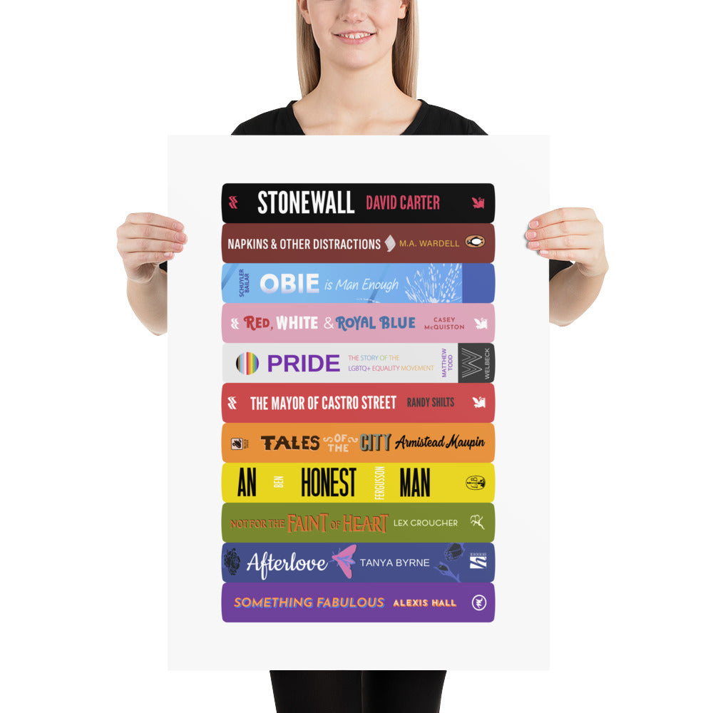 LGBTQ+ Book Stack Art Print Art prints The Rainbow Stores