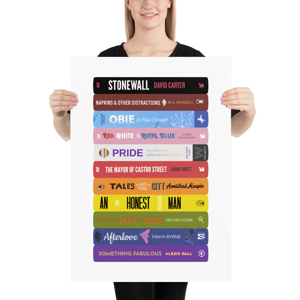 LGBTQ+ Book Stack Art Print Art prints The Rainbow Stores