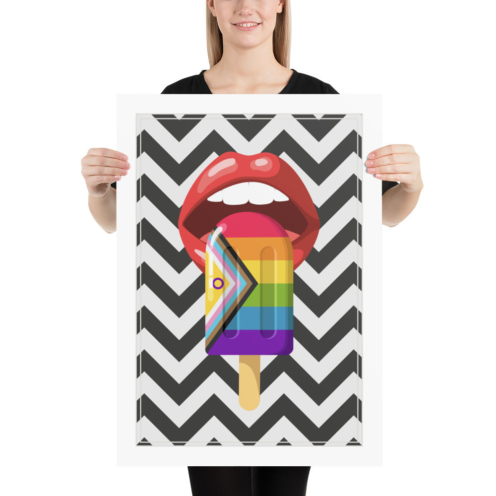 Progress Pride Popsicle With Red Lips Art Print
