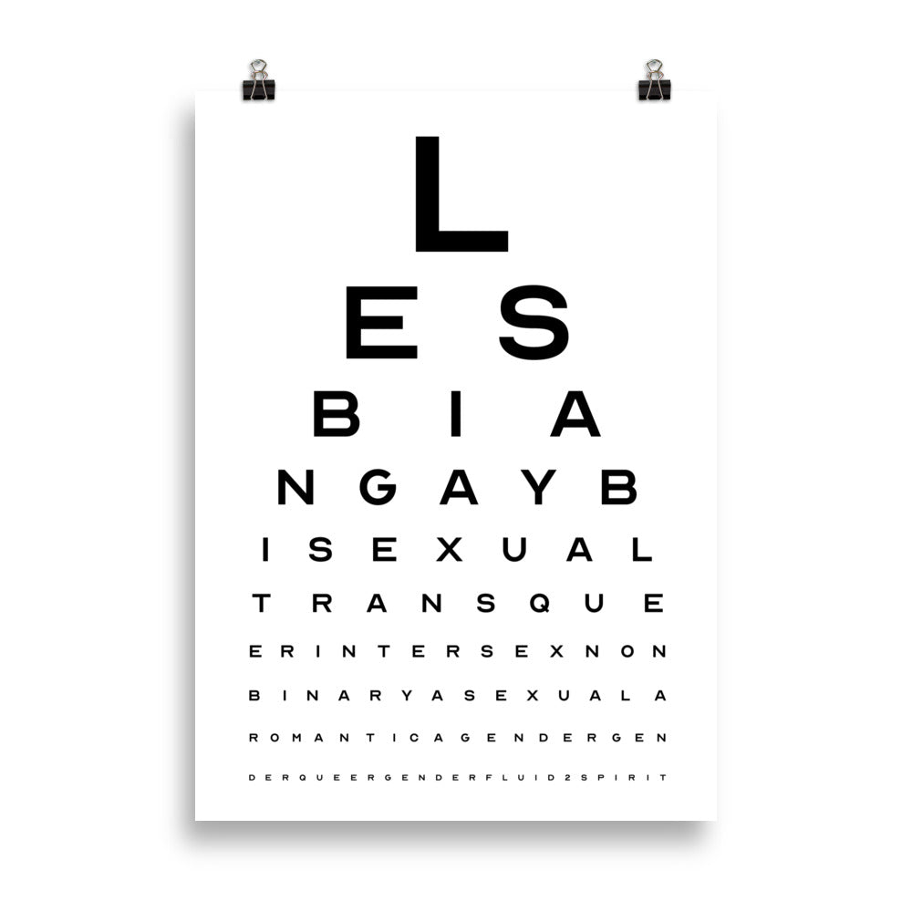 LGBTQ+ Eye Test Chart Art Print – The Rainbow Stores