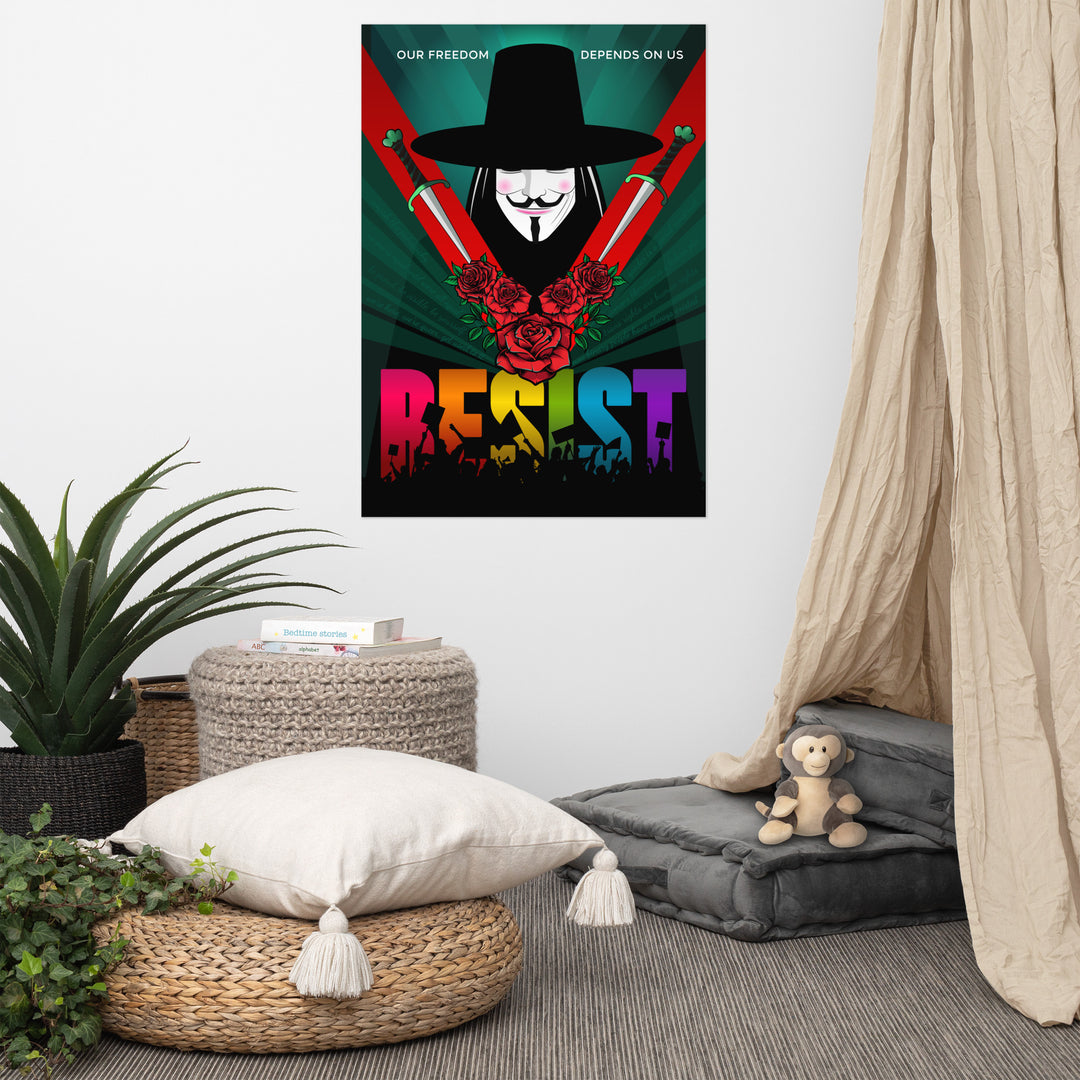 Rainbow Resist Art Print Poster featuring V
