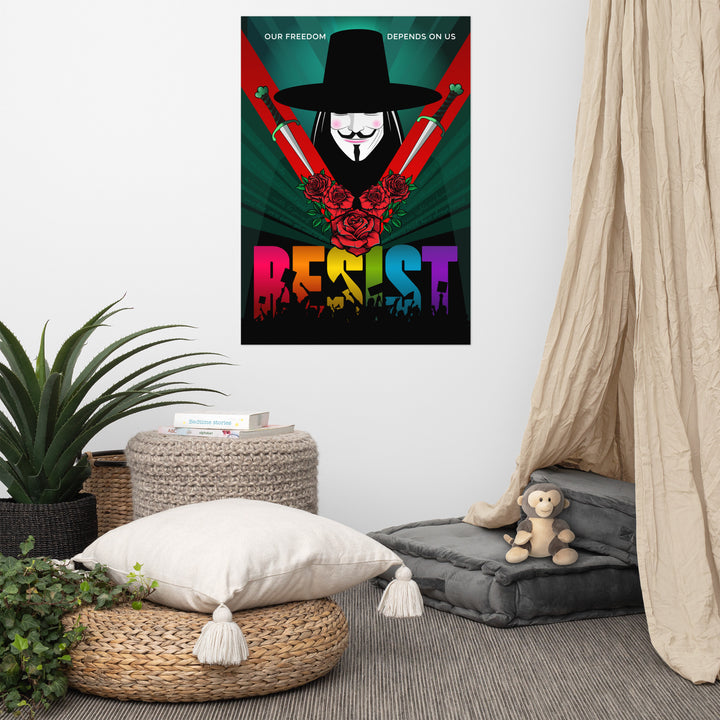 Rainbow Resist Art Print Poster featuring V
