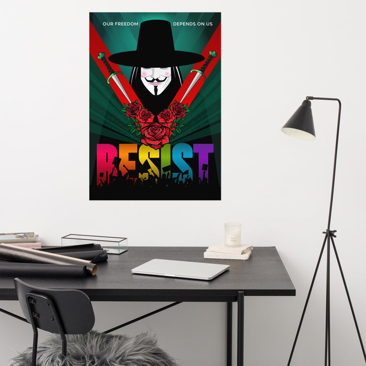 Rainbow Resist Art Print Poster featuring V