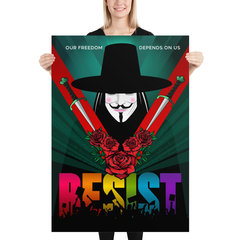 Rainbow Resist Art Print Poster featuring V