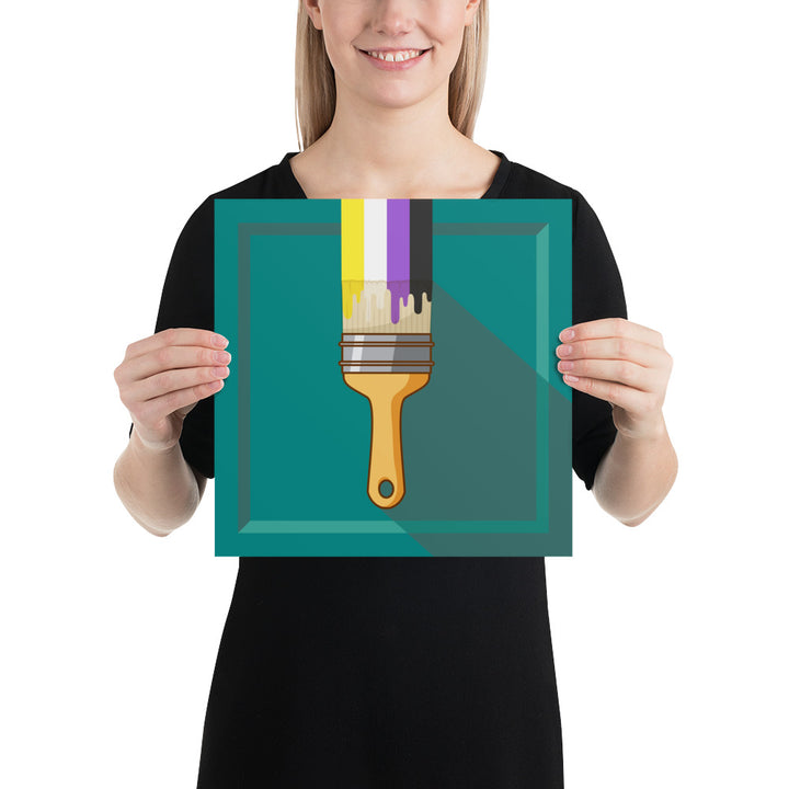 Non Binary Paintbrush Art Print Art prints The Rainbow Stores