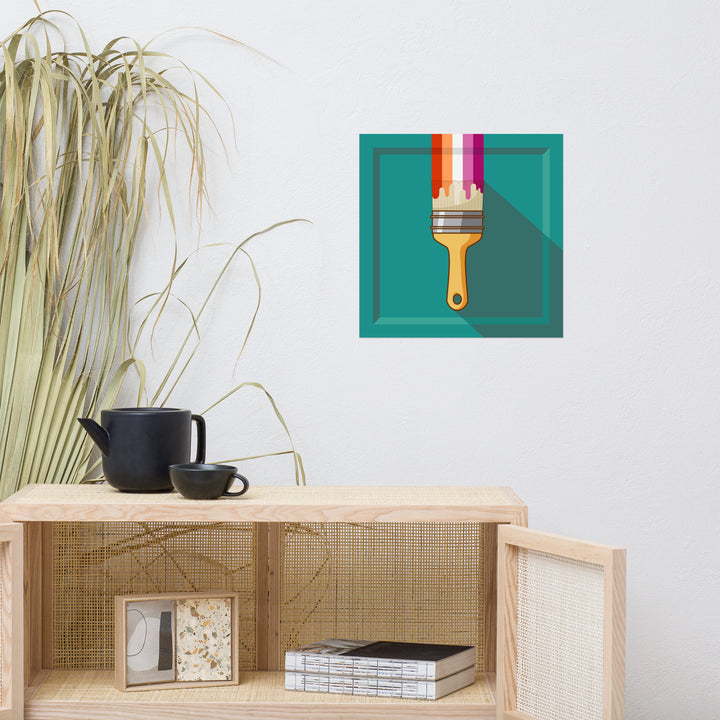 Lesbian Pride Paintbrush Art Print Art prints The Rainbow Stores