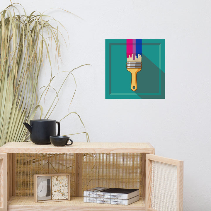 Bisexual Pride Paintbrush Art Print Art prints The Rainbow Stores