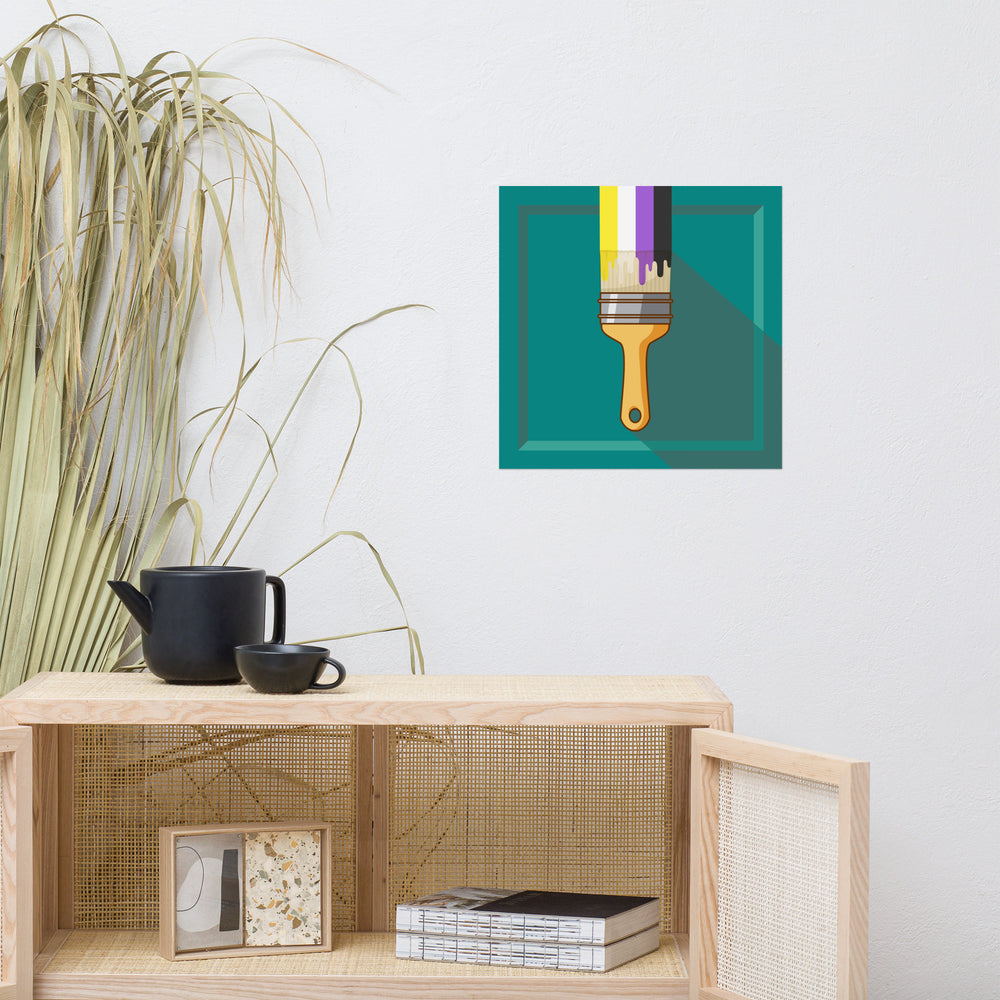 Non Binary Paintbrush Art Print Art prints The Rainbow Stores
