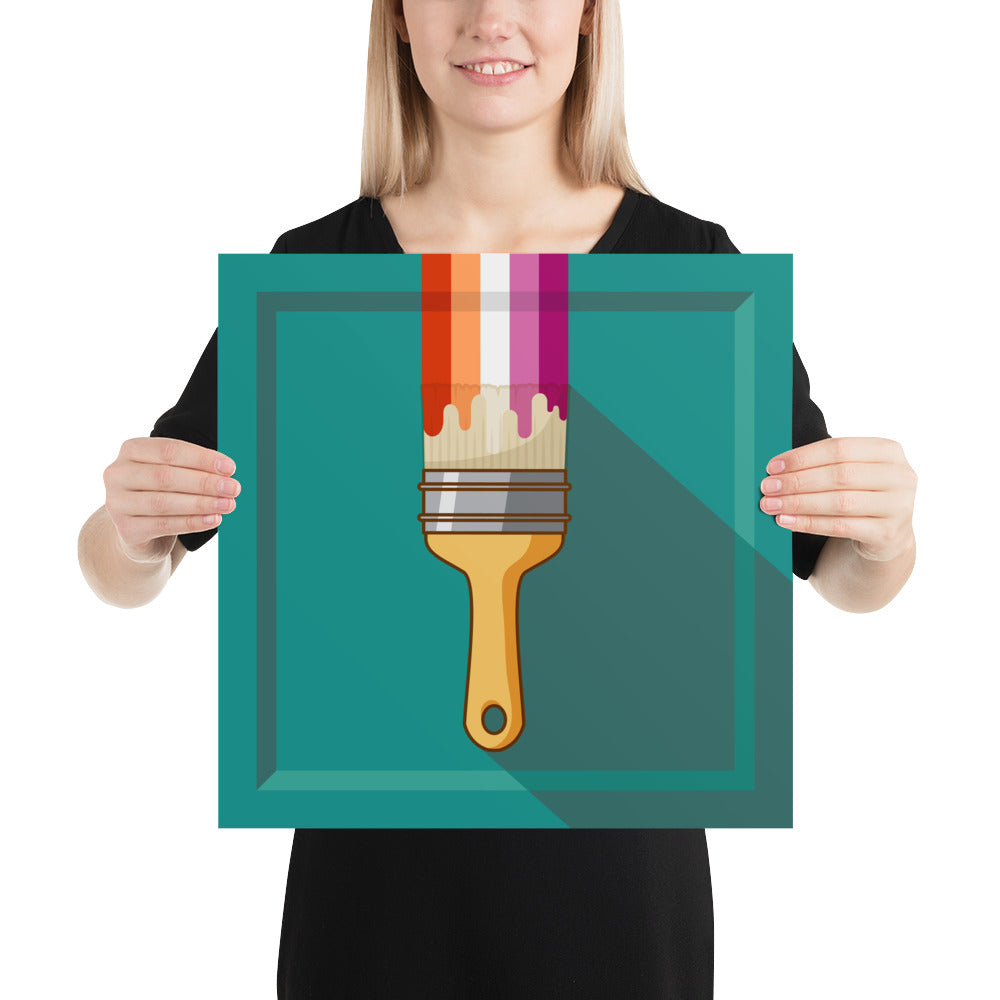 Lesbian Pride Paintbrush Art Print Art prints The Rainbow Stores