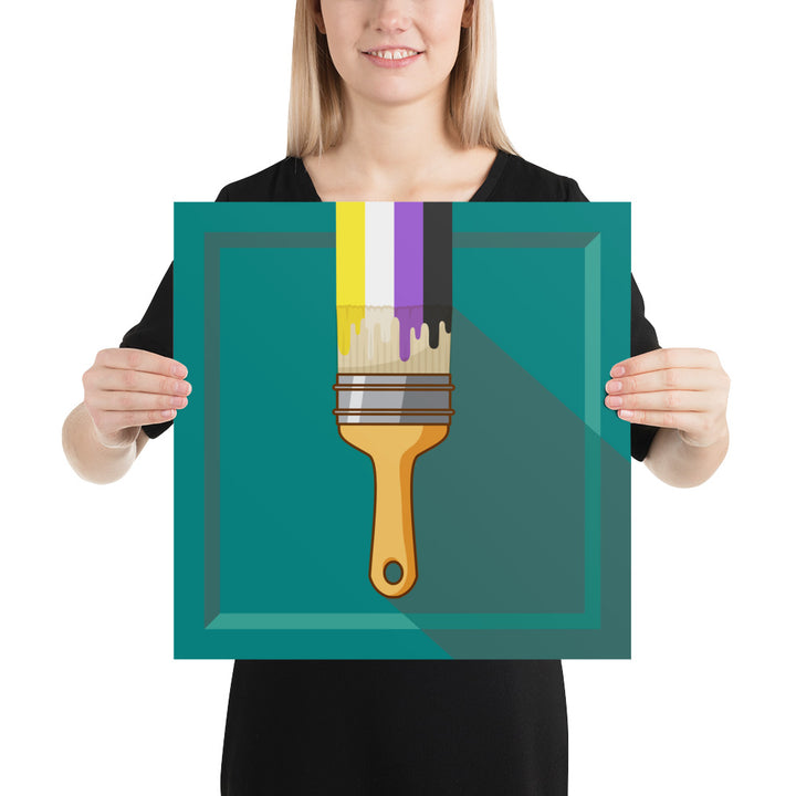 Non Binary Paintbrush Art Print Art prints The Rainbow Stores