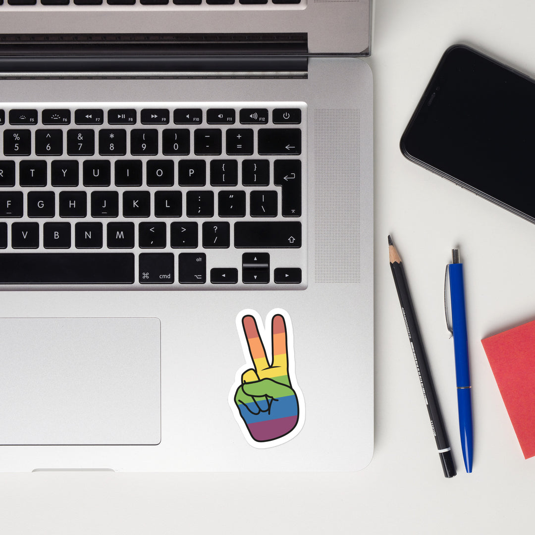 Vintage Rainbow Peace Hand Sign Sticker Stickers The Rainbow Stores