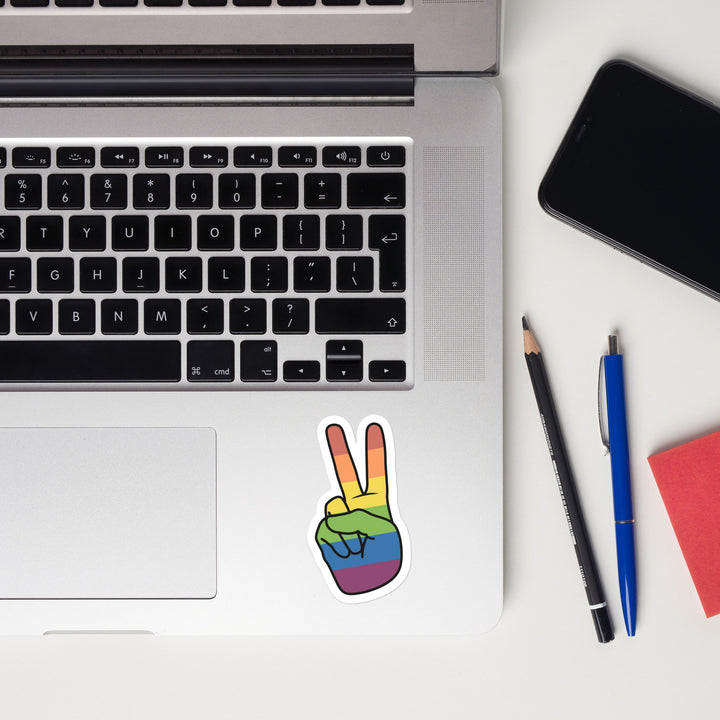 Vintage Rainbow Peace Hand Sign Sticker Stickers The Rainbow Stores