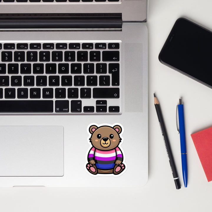 Gender Fluid Pride Bear Sticker Stickers The Rainbow Stores