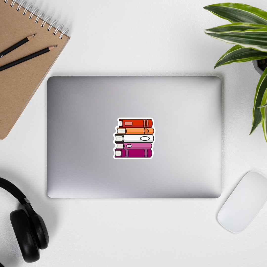 Lesbian Pride Flag Book Stack Sticker Stickers The Rainbow Stores