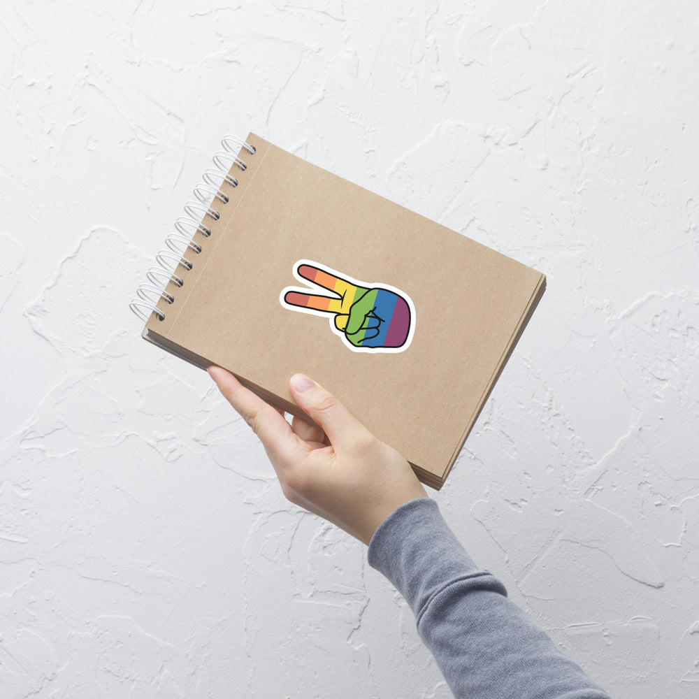 Vintage Rainbow Peace Hand Sign Sticker Stickers The Rainbow Stores