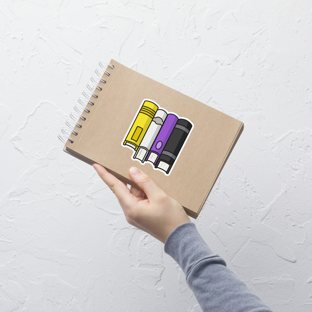 Non Binary Pride Flag Book Stack Sticker Stickers The Rainbow Stores