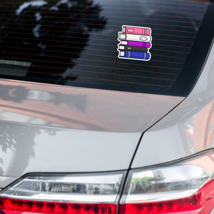Gender Fluid Pride Flag Book Stack Sticker Stickers The Rainbow Stores