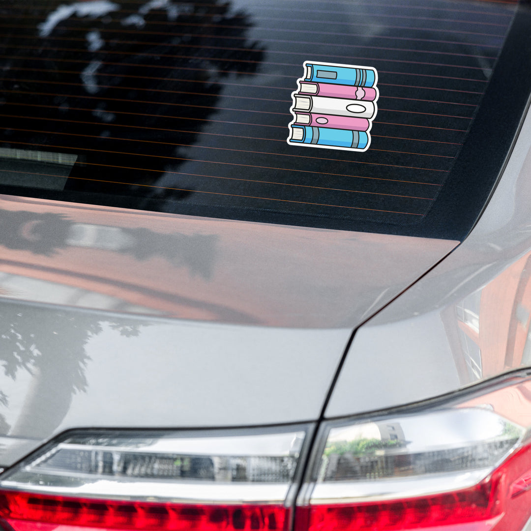 Trans Pride Flag Book Stack Sticker Stickers The Rainbow Stores