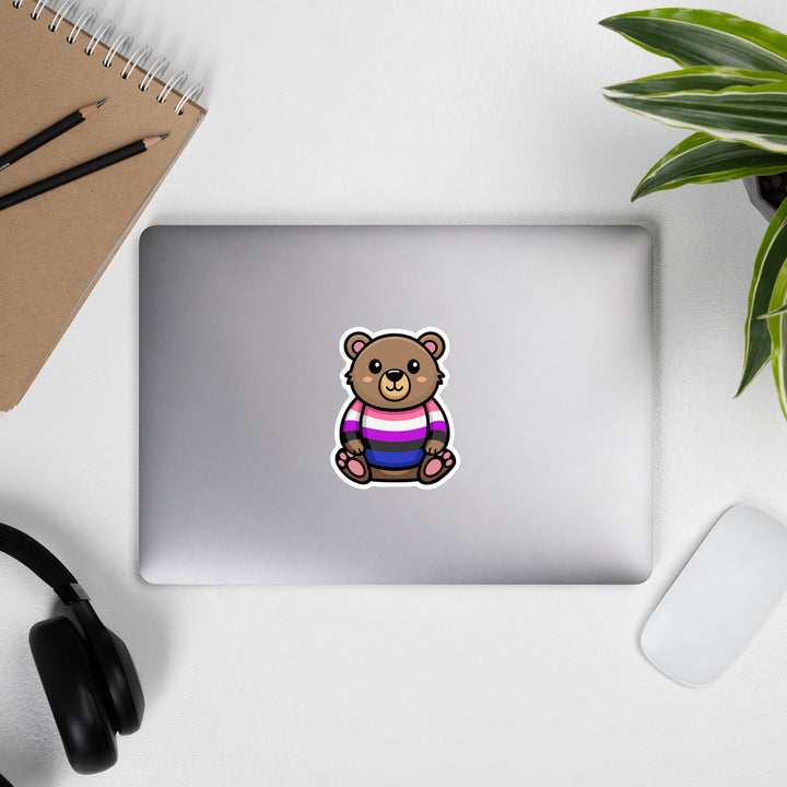 Gender Fluid Pride Bear Sticker Stickers The Rainbow Stores