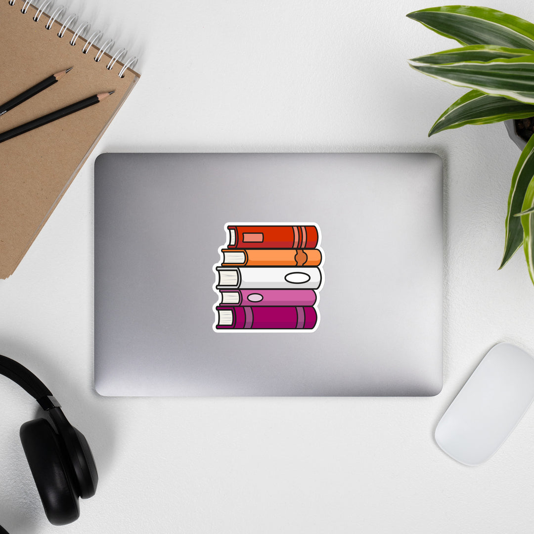 Lesbian Pride Flag Book Stack Sticker Stickers The Rainbow Stores