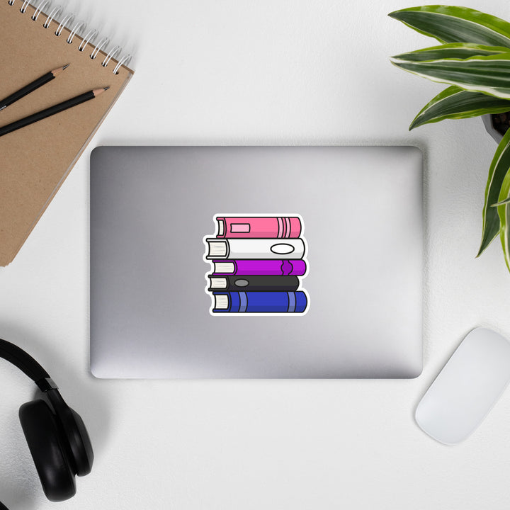 Gender Fluid Pride Flag Book Stack Sticker Stickers The Rainbow Stores