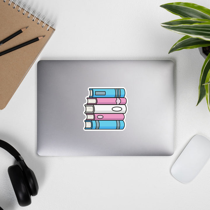 Trans Pride Flag Book Stack Sticker Stickers The Rainbow Stores