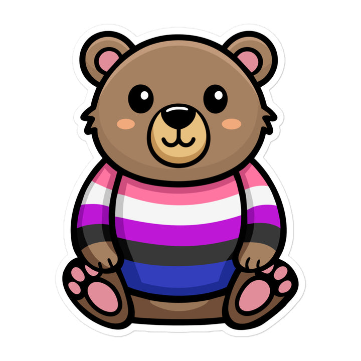 Gender Fluid Pride Bear Sticker Stickers The Rainbow Stores