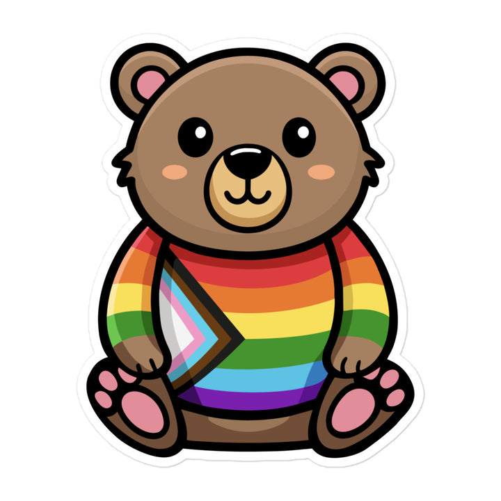 Progress Pride Bear Sticker Stickers The Rainbow Stores