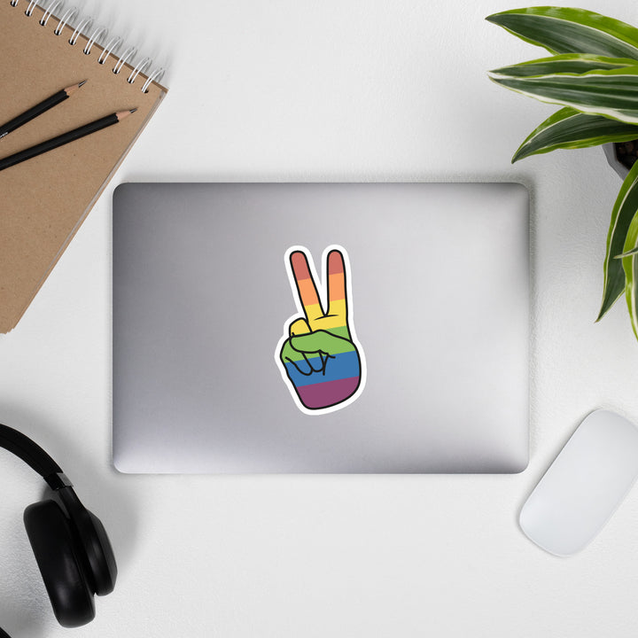 Vintage Rainbow Peace Hand Sign Sticker Stickers The Rainbow Stores