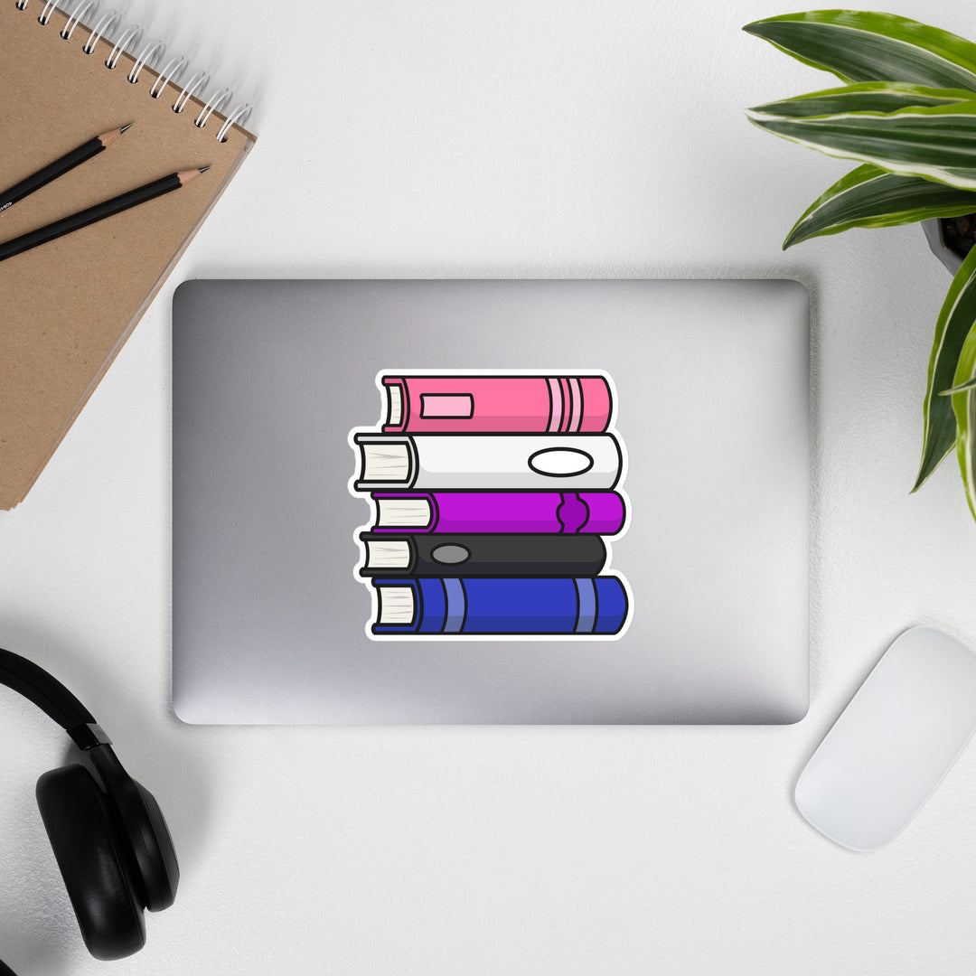 Gender Fluid Pride Flag Book Stack Sticker Stickers The Rainbow Stores