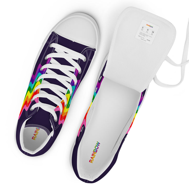 Wavy Gilbert Baker Rainbow Pride Flag High Top Trainers (male sizes) High Tops The Rainbow Stores