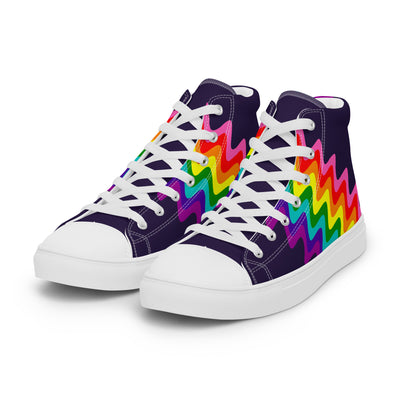 Wavy Gilbert Baker Rainbow Pride Flag High Top Trainers (male sizes) High Tops The Rainbow Stores