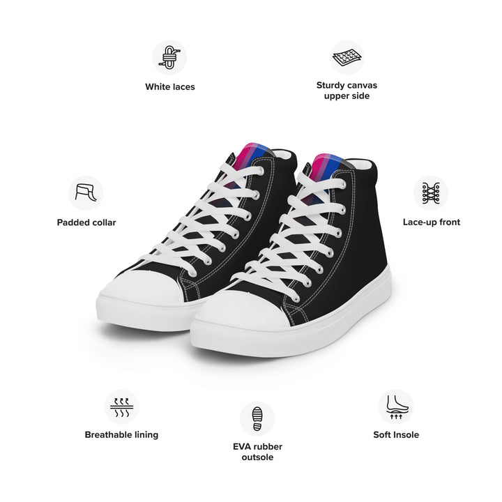 Bi Pride Black High Top Trainers (male sizes)  The Rainbow Stores