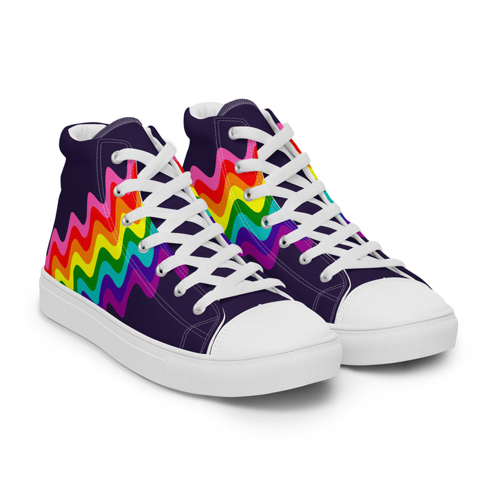 Wavy Gilbert Baker Rainbow Pride Flag High Top Trainers (male sizes) High Tops The Rainbow Stores