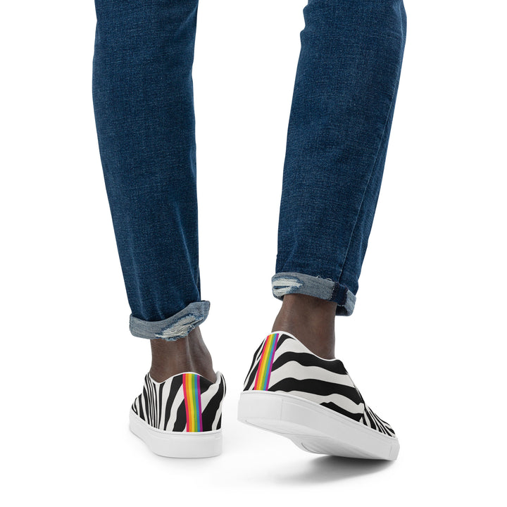 Zebra Print  Slip-on Shoes With a Rainbow Stripe (male sizes) Slip Ons The Rainbow Stores