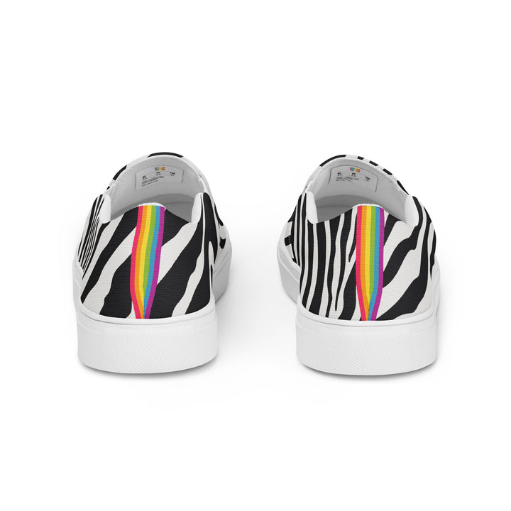 Zebra Print  Slip-on Shoes With a Rainbow Stripe (male sizes) Slip Ons The Rainbow Stores