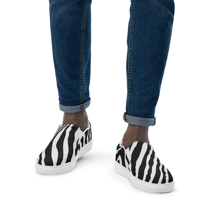 Zebra Print  Slip-on Shoes With a Rainbow Stripe (male sizes) Slip Ons The Rainbow Stores