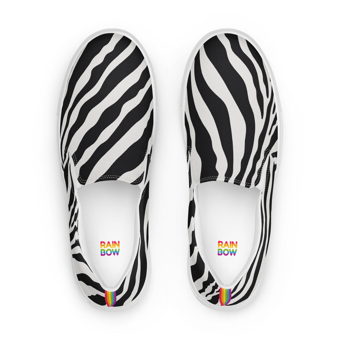 Zebra Print  Slip-on Shoes With a Rainbow Stripe (male sizes) Slip Ons The Rainbow Stores