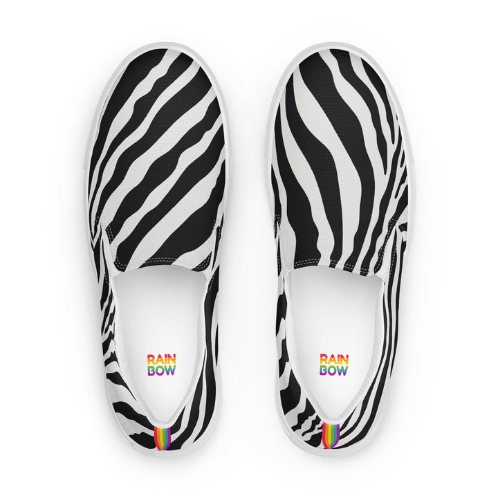 Zebra Print  Slip-on Shoes With a Rainbow Stripe (male sizes) Slip Ons The Rainbow Stores