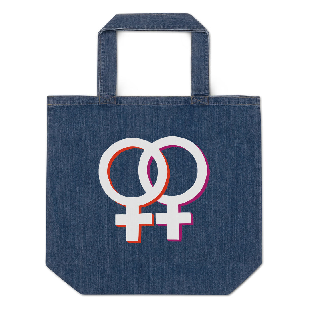 Lesbian Double Venus Organic Denim Tote Bag Bags The Rainbow Stores