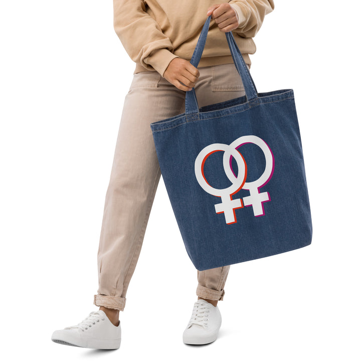 Lesbian Double Venus Organic Denim Tote Bag Bags The Rainbow Stores