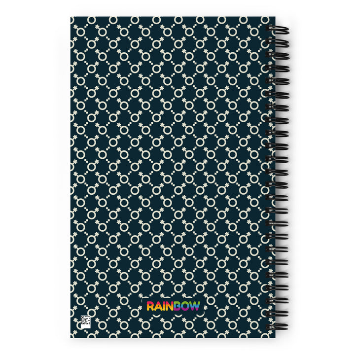 Cream and Blue Non-Binary Symbol Pattern Spiral Notebook Notebooks The Rainbow Stores