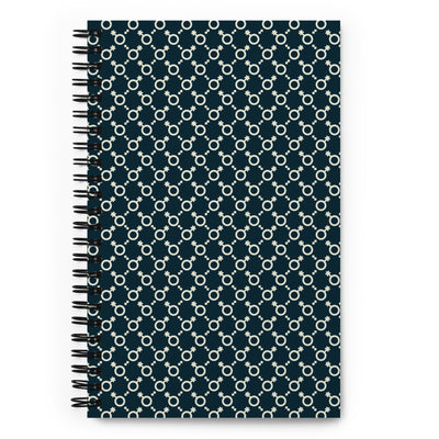 Cream and Blue Non-Binary Symbol Pattern Spiral Notebook Notebooks The Rainbow Stores