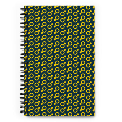 Yellow and Blue Non-Binary Symbol Pattern Spiral Notebook Notebooks The Rainbow Stores