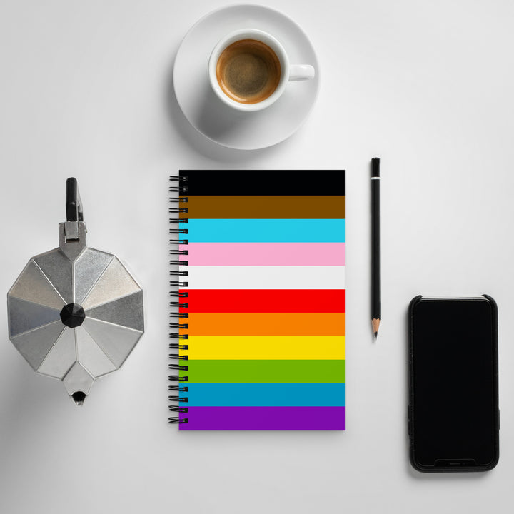 Progress Pride Flag Stripes Spiral Notebook Notebooks The Rainbow Stores
