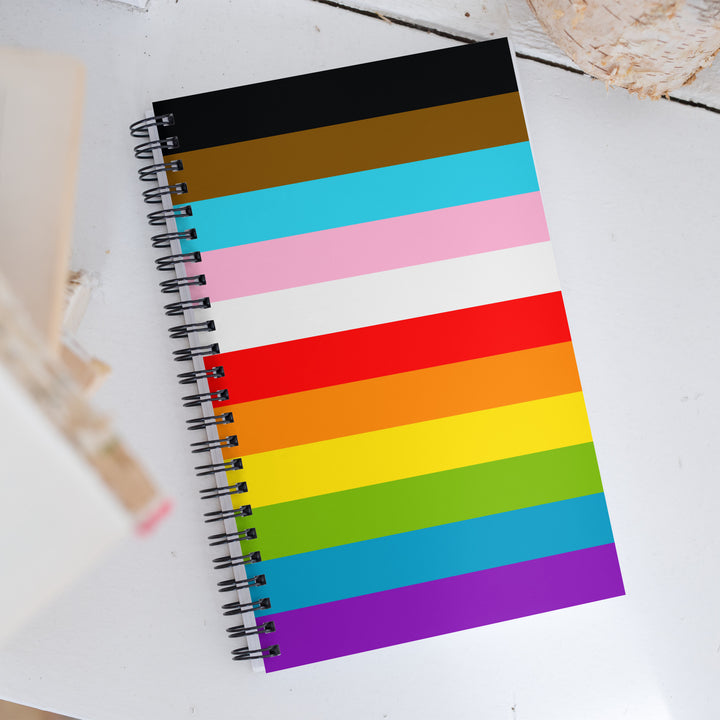 Progress Pride Flag Stripes Spiral Notebook Notebooks The Rainbow Stores