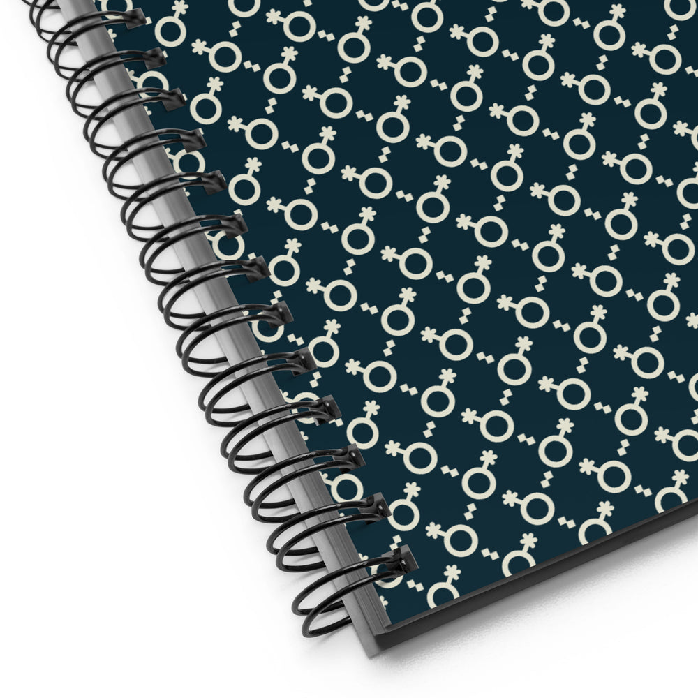 Cream and Blue Non-Binary Symbol Pattern Spiral Notebook Notebooks The Rainbow Stores