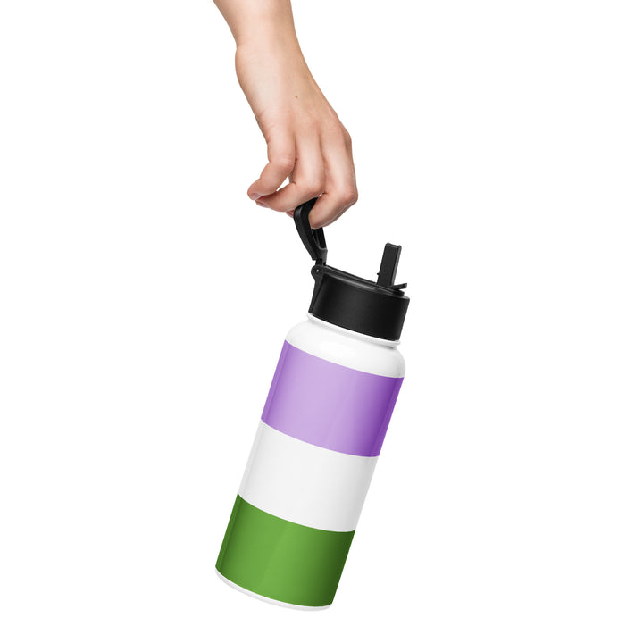 Genderqueer Pride Flag Stainless Steel Water Bottle